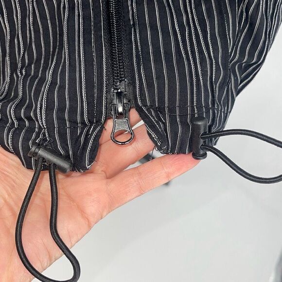 Snider Womens Striped Cardiff Full Zip Stretch Coat Dress Black White Small NWOT - Picture 8 of 13